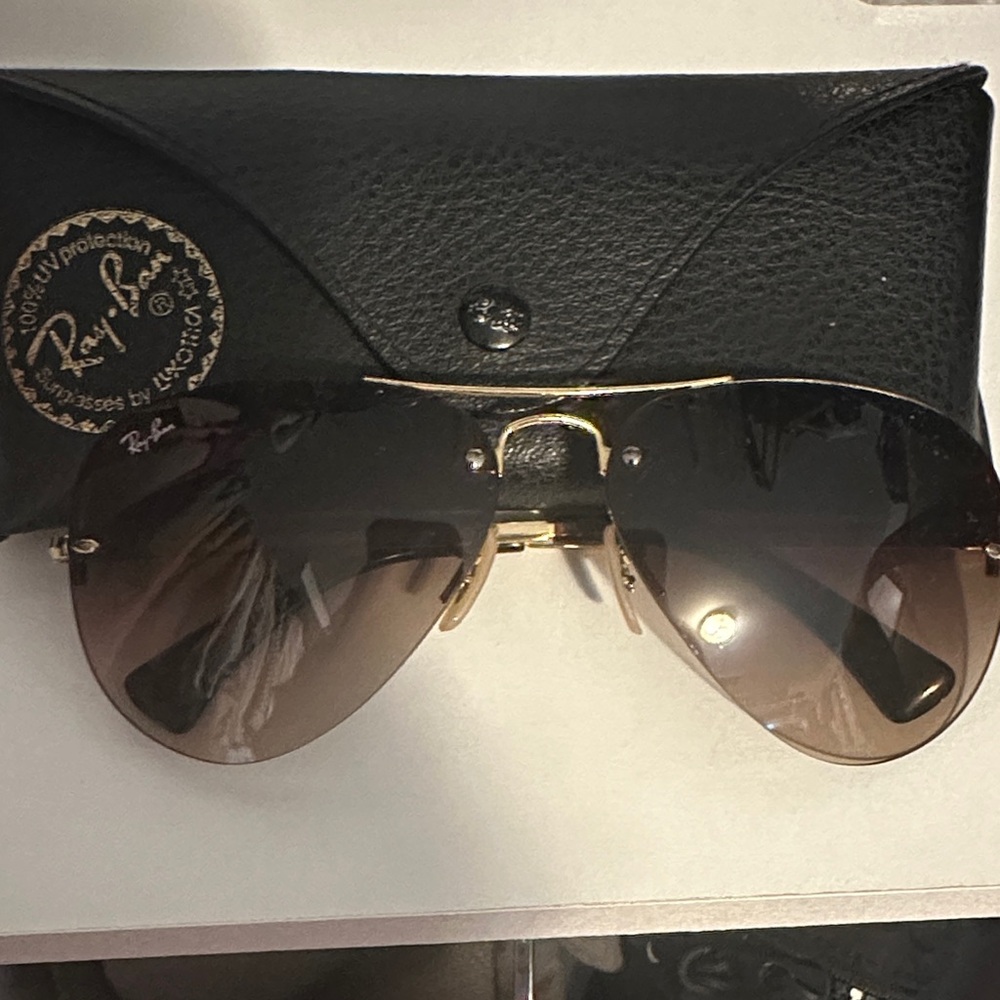Ray-Ban Women's Black and Gold Sunglasses
